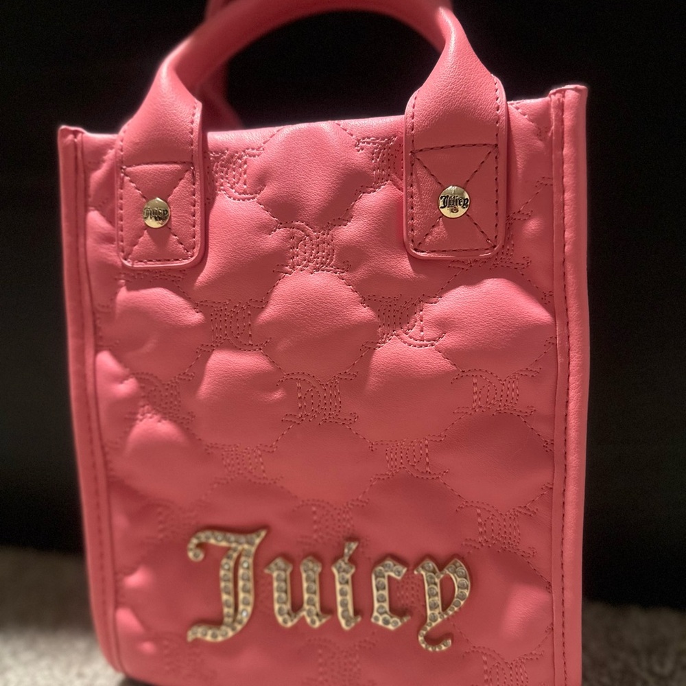 Juicy Couture Pink Quilted mini Tote with Studded Details